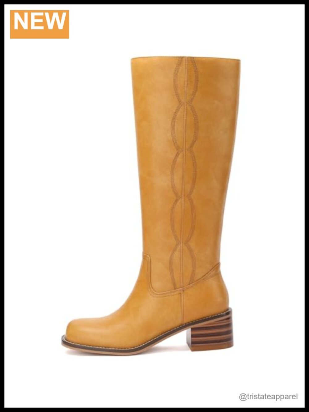 Womens Knee High Square Toe Chunky Heel Boots Wide Calf Riding Tall Boots Faux